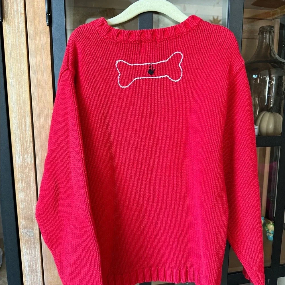 Vintage 90s Dog knit sweater embroidered puppy scotty terrier crewneck girls